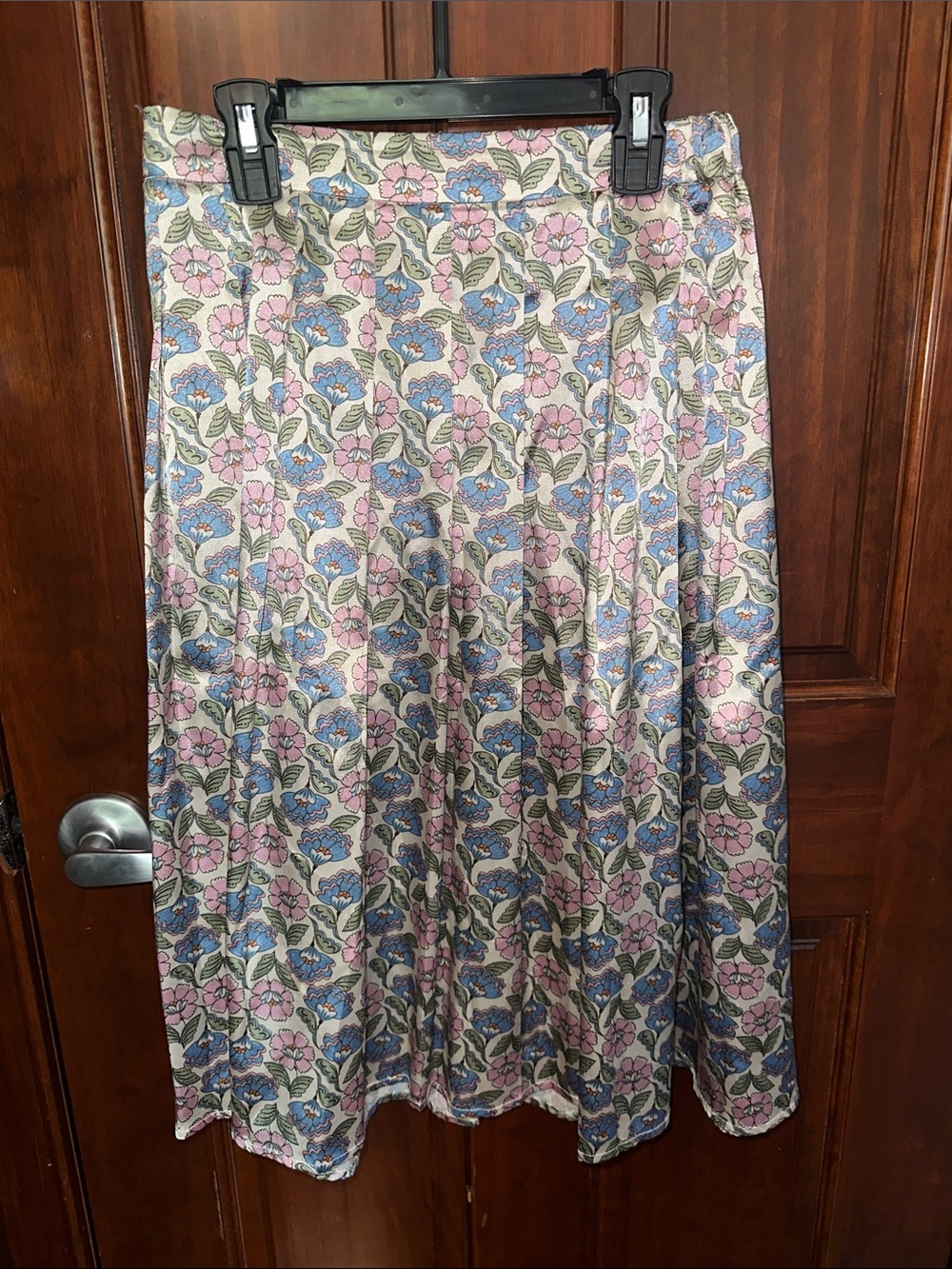 Floral Silky Midi Skirt